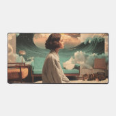 Surreal Interior With Woman and Cat デスクマット (正面)