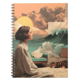 Surreal Interior With Woman and Cat ノートブック