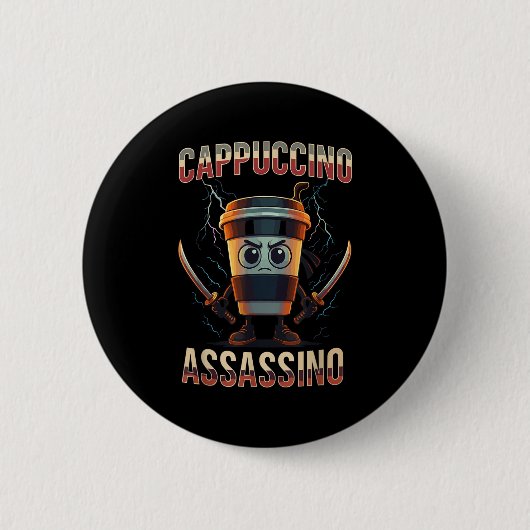 Surreal Italian Brainrot Cappuccino Ino Funny Meme 缶バッジ (正面)