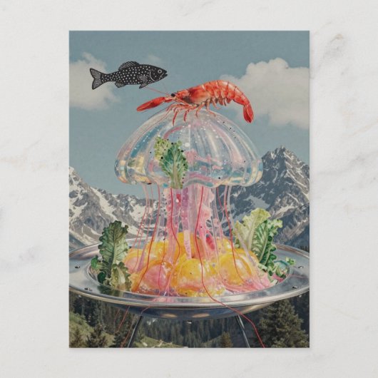 Surreal Jellyfish Collage ポストカード (正面)