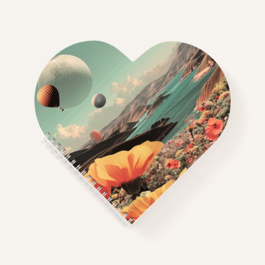 Surreal Landscape with Air Balloons and Moon ノートブック (正面)