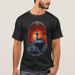 Surreal Light House指紋パターンTシャツ Tシャツ