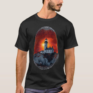 Surreal Light House指紋パターンTシャツ Tシャツ