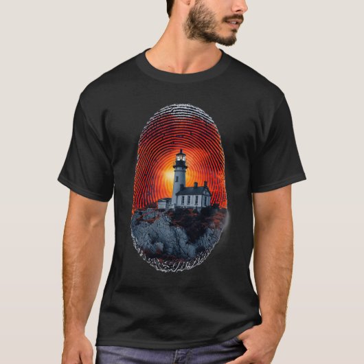 Surreal Light House指紋パターンTシャツ Tシャツ (正面)