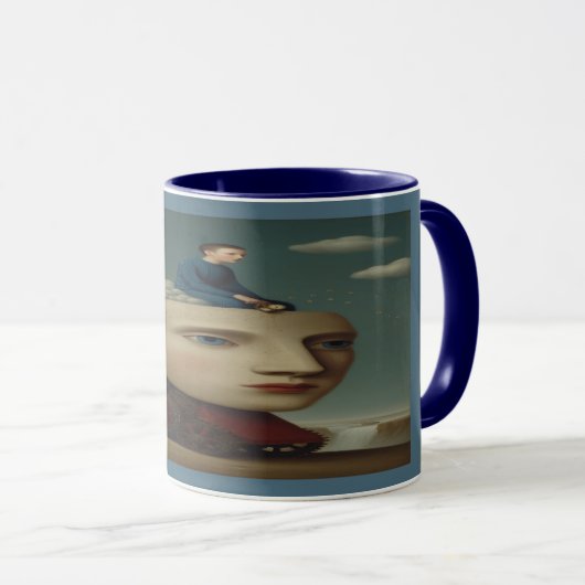 Surreal Mechanical Head Dream Art Mug マグカップ (正面右)