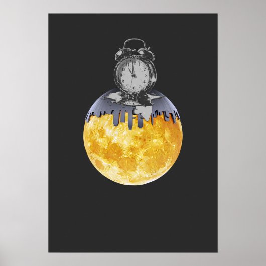 Surreal Melting Clock Sun | Abstract Time  ポスター (正面)