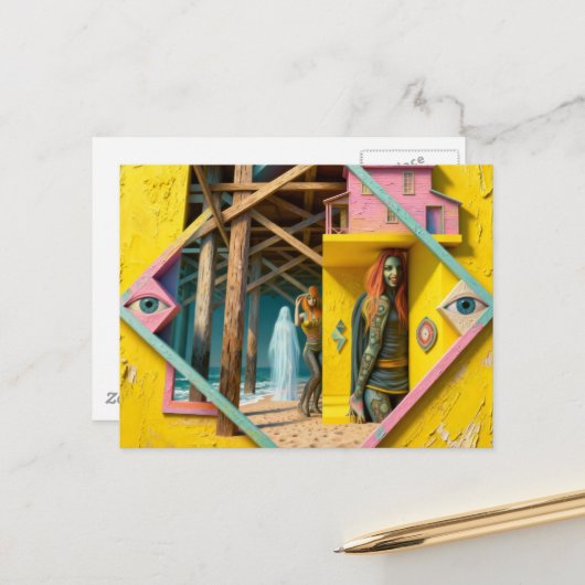 Surreal Mermaids Come To the Pier Once a Year ポストカード (正面/裏面インサイチュ)