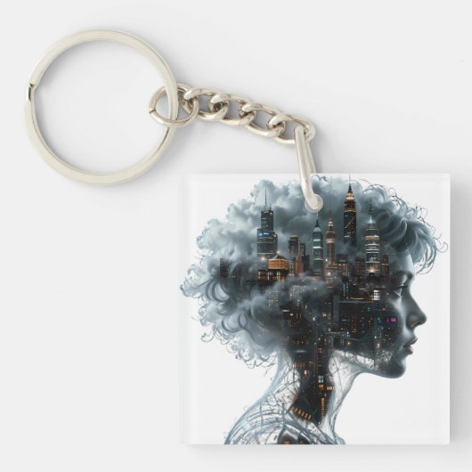 Surreal Mindscape: City within a Woman's Head キーホルダー (正面)
