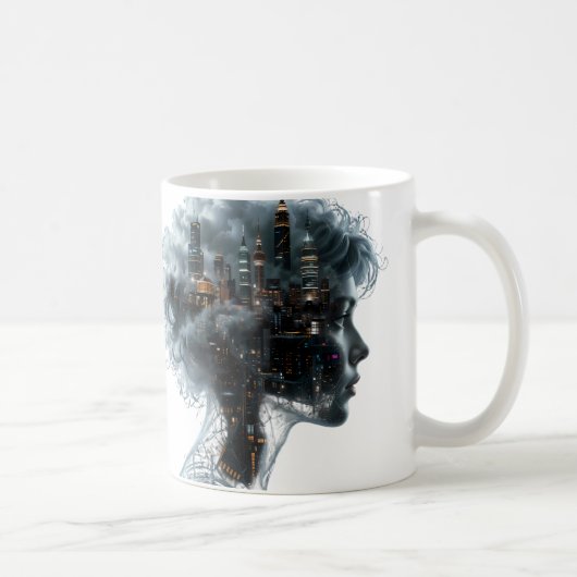 Surreal Mindscape: City within a Woman's Head コーヒーマグカップ (右)