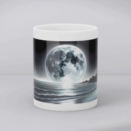 Surreal Moonrise Over Tranquil Ocean Shore コーヒーマグカップ