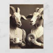 Surreal Morning Coffee and Bagel Goat Women ポストカード (正面)