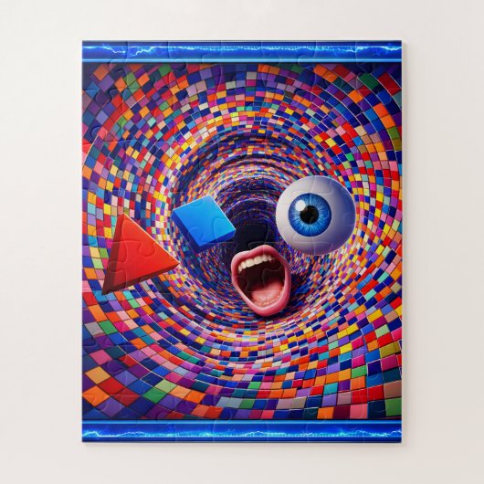 Surreal, mosaic vortex, trippy eye and mouth ジグソーパズル (縦)