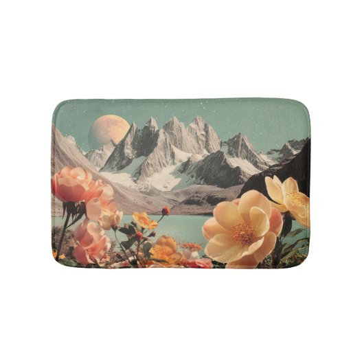 Surreal Mountain Landscape With Blooming Flowers バスマット (正面)