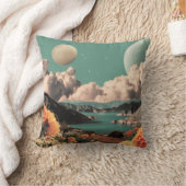 Surreal Mountain Landscape with Planets and Clouds クッション (ブランケット)