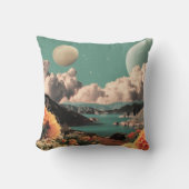 Surreal Mountain Landscape with Planets and Clouds クッション (正面)