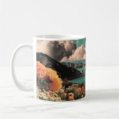 Surreal Mountain Landscape with Planets and Clouds コーヒーマグカップ (左)