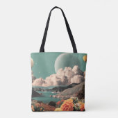 Surreal Mountain Landscape with Planets and Clouds トートバッグ (裏面)
