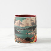 Surreal Mountain Landscape with Planets and Clouds マグカップ (中央)