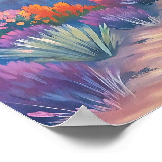 Surreal Mountain Sunset Landscape Painting ポスター (角)