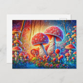 Surreal Mushroom Dream Psychedelic Colors in Fanta ポストカード (正面/裏面)