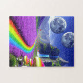 Surreal mushrooms on distant planet with 2 moons ジグソーパズル (横)