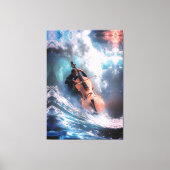 Surreal Music Man Playing Cello in Ocean Waves キャンバスプリント (正面)