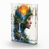 Surreal Nature Portrait Woman Sunset Waterfall フォトブロック (右)