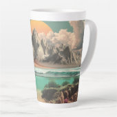 Surreal Ocean and Mountain Landscape with Waves カフェラテマグ (右アングル)