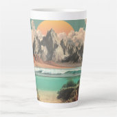 Surreal Ocean and Mountain Landscape with Waves カフェラテマグ (正面)
