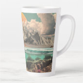 Surreal Ocean and Mountain Landscape with Waves カフェラテマグ (右)