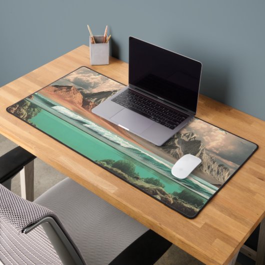 Surreal Ocean and Mountain Landscape with Waves デスクマット (オフィス2)
