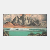 Surreal Ocean and Mountain Landscape with Waves デスクマット (正面)