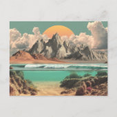 Surreal Ocean and Mountain Landscape with Waves ポストカード (正面)
