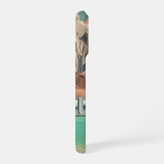 Surreal Ocean and Mountain Landscape with Waves iPhoneケース (右側面)