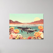 Surreal Ocean Scene With Whales And Coral キャンバスプリント (正面)