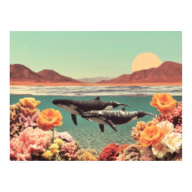 Surreal Ocean Scene With Whales And Coral