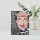 surreal ok to be scared woman collage ポストカード (スタンド正面)