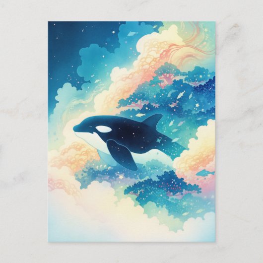 Surreal Orca Whale Cloud Forest ポストカード (正面)