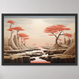 Surreal Pastel Fantasy Landscape | Dreamlike Red ポスター