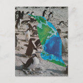 Surreal Penguins and Earth wildlife collage ポストカード (正面)