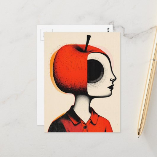 Surreal Person with an Apple Head ポストカード (正面/裏面インサイチュ)