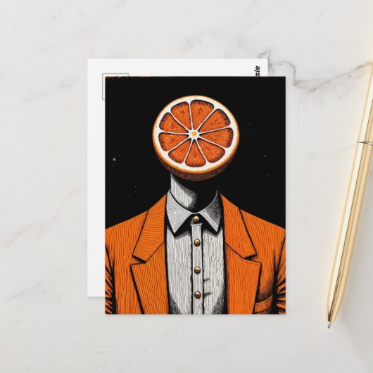 Surreal Person with an Orange for a Head ポストカード (正面/裏面インサイチュ)