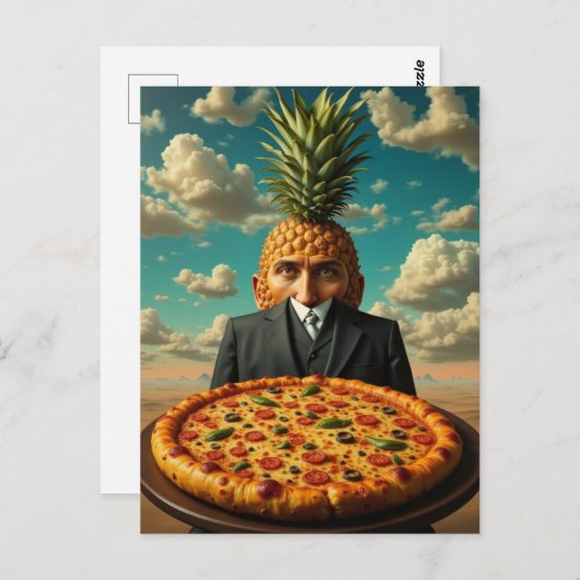 Surreal Pineapple Pizza Man ポストカード (正面/裏面)