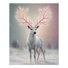Surreal Pink Antler Reindeer ポスター