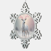 Surreal Pink Antler Reindeer Christmas Ornament スノーフレークピューターオーナメント (右)