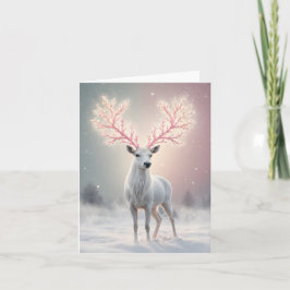 Surreal Pink Antler Reindeer Holiday Card カード