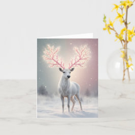 Surreal Pink Antler Reindeer Holiday Card カード