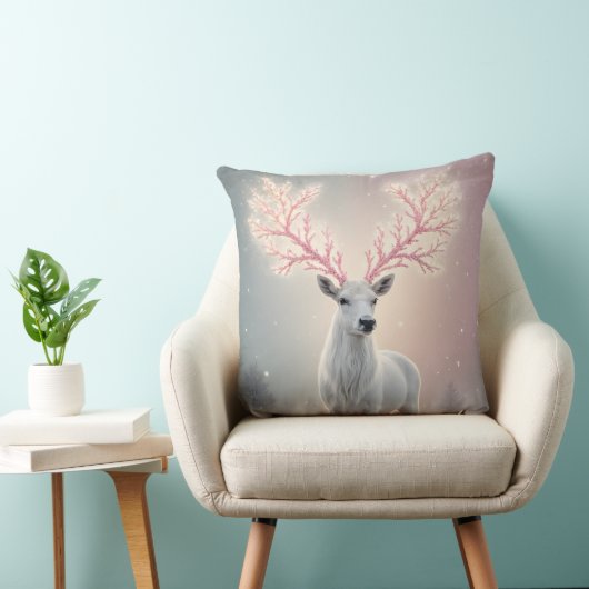 Surreal Pink Antler Reindeer Pillow クッション (椅子)