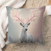 Surreal Pink Antler Reindeer Pillow クッション (ブランケット)
