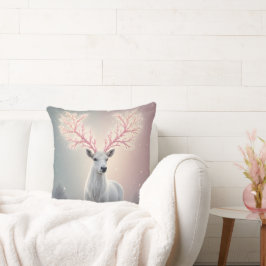 Surreal Pink Antler Reindeer Pillow クッション